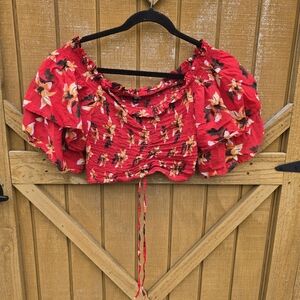 Floral Red Women's Top
